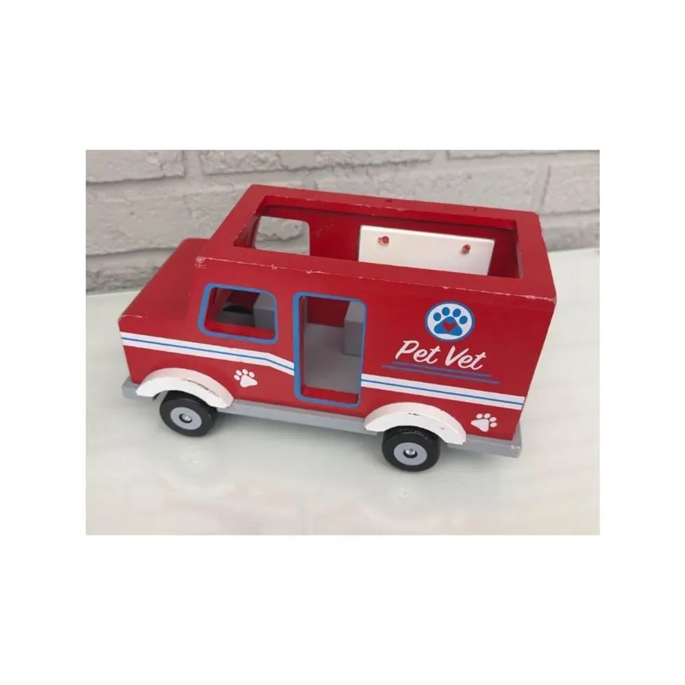 Jack Rabbit Creations Inc Red Wooden Pet Vet Truck